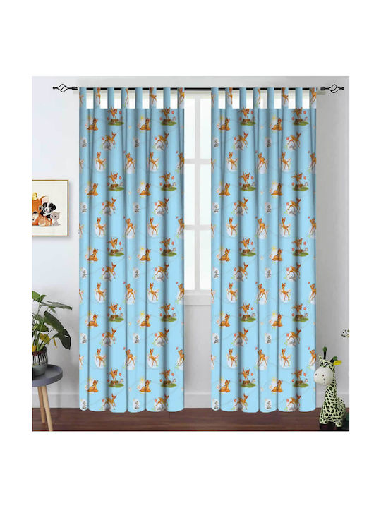 Disney Παιδική Κουρτίνα Bambi με Τιράντες Μπλε 140x290εκ.