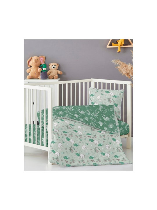 Kentia Gazele Set Kids Duvet Cover Single with Pillowcase Cotton Green 160x240cm