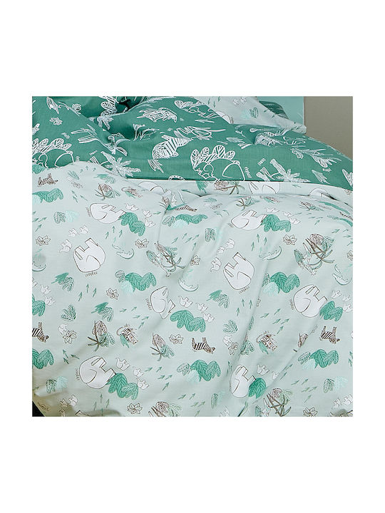 Kentia Gazele Set Kids Duvet Cover Single with Pillowcase Cotton Green 160x240cm