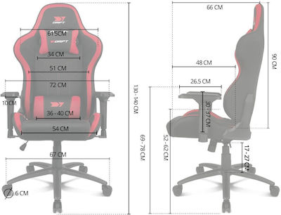 Drift DR110BR Καρέκλα Gaming Δερματίνης με Ρυθμιζόμενα Μπράτσα Μαύρο - Κόκκινο