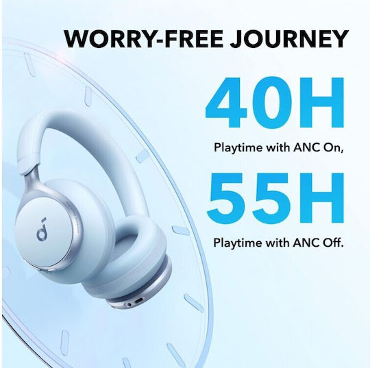 Anker Space One Fără fir / Cu fir Over Ear Căști cu 55 ore de Funcționare Albastru deschis