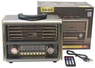 Meier M-2028BT Retro Tabletop Radio Electric / Battery with Bluetooth and USB Gray