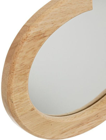 Atmosphera Asymmetric Wall Mirror with Beige Wooden Frame 40x40cm
