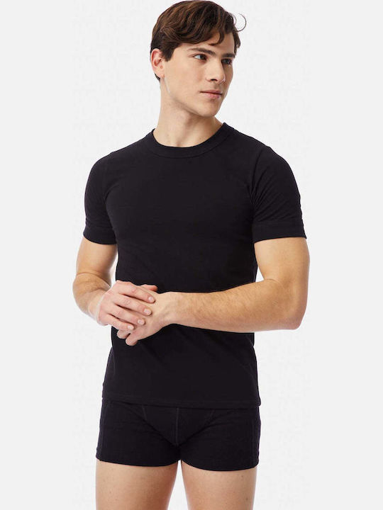 Men's Undershirts Short-sleeved in Black Color 2Pack