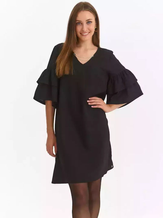 Make your image Midi Dress with Ruffle Black