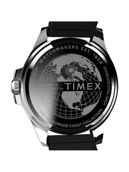 Timex Harborside Ανδρικό Ρολόι 43mm Μπαταρίας με Μαύρο Καουτσούκ Λουράκι