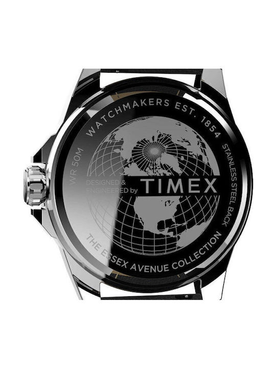 Timex Essex Avenue Ceas Bărbați 44mm Baterie Cu Curea Din Piele Neagră