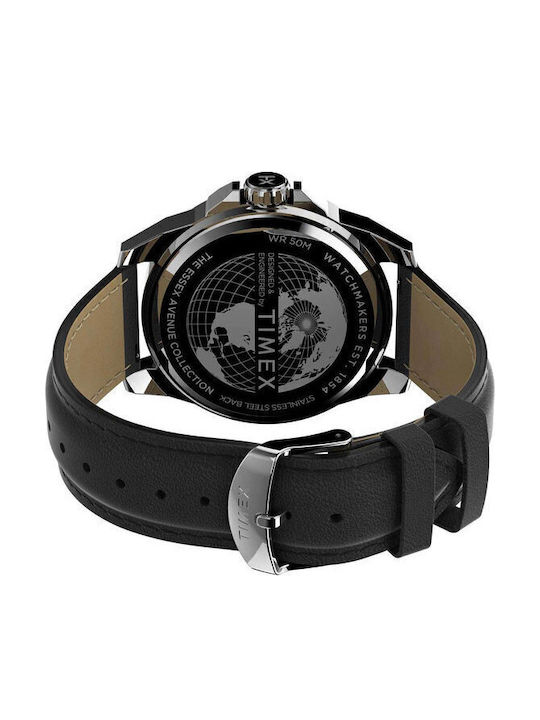 Timex Essex Avenue Ceas Bărbați 44mm Baterie Cu Curea Din Piele Neagră