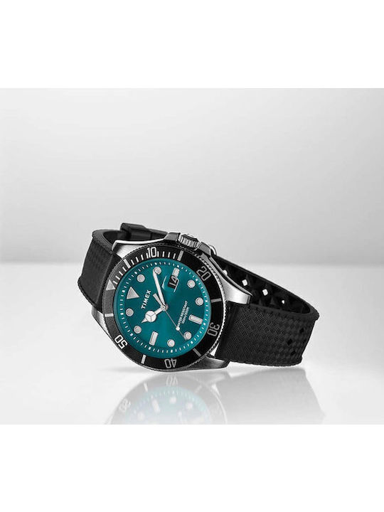 Timex Harborside Ανδρικό Ρολόι 43mm Μπαταρίας με Μαύρο Καουτσούκ Λουράκι