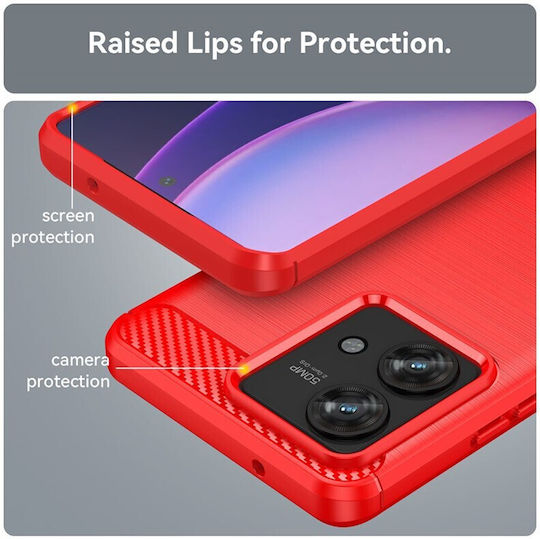 Carbon Fiber Back Cover Σιλικόνης Κόκκινο (Motorola Edge 40)