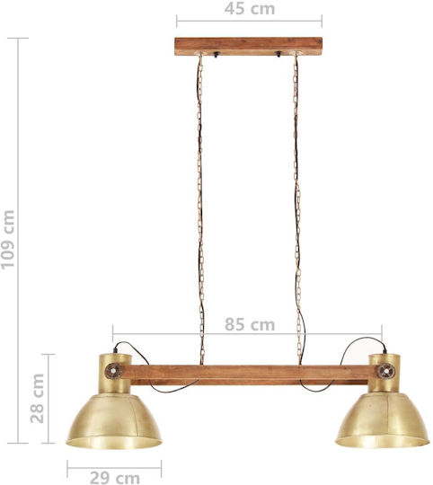 vidaXL Industrial Κρεμαστό Φωτιστικό Πολύχρωμο με Ντουί E27 29x28εκ.