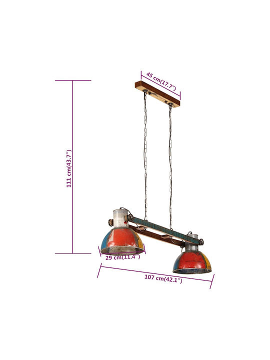 vidaXL Industrial Pendant Light Multicolour for 25 Bulbs E27 111x29cm
