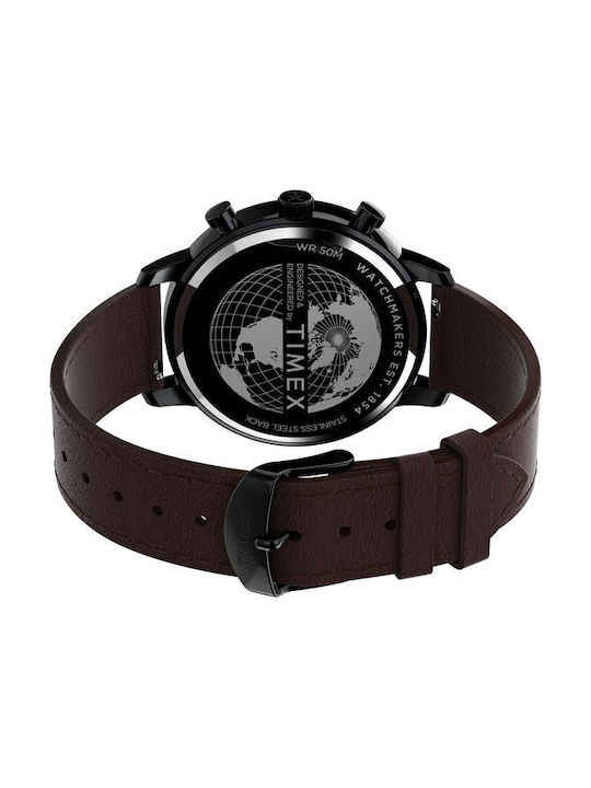 Timex Chicago Men's Watch Chronograph Battery with Brown Leather Strap