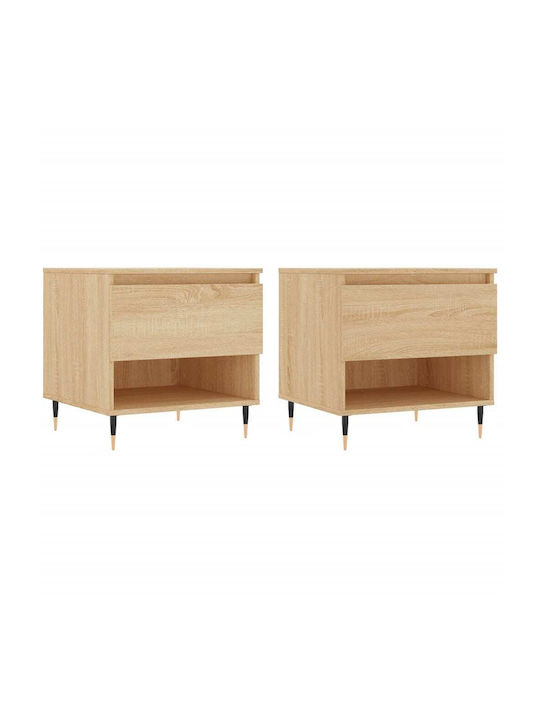 Masă Laterală Rectangulară Din Lemn Cu Sertare Sonoma Stejar 2 Buc M50xL46xÎ50cm