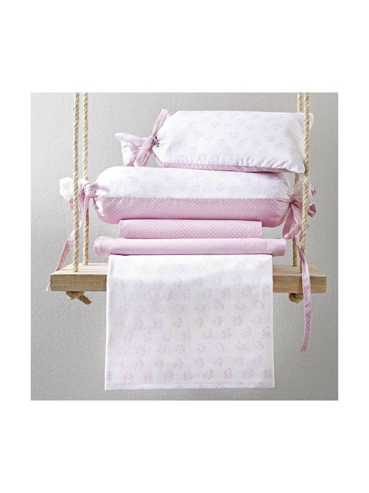 Nima Birdies Baby Sheets Set Crib Cotton Pink 115x180cm 3pcs