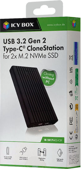 Icy Box Θήκη για Σκληρό Δίσκο M.2 SATA III NVME με σύνδεση USB 3.2