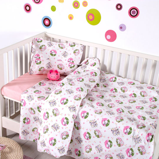 SB Home Elvin Baby Sheets Set Crib Cotton Pink 120x160cm 3pcs