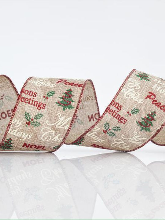 Eurolamp Γκι Christmas Ribbon Beige 910x6.35cm 1pc