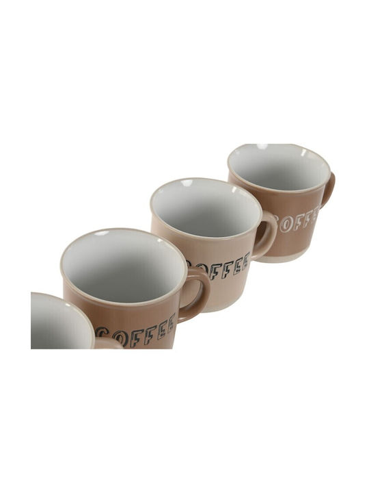 Home Esprit Cană Ceramică Maro 180ml 4buc