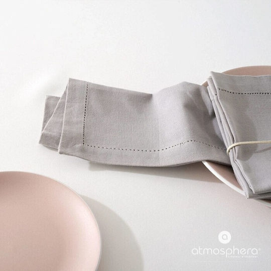 Atmosphera Салфетки Памучна Сет 4бр Chambray Сив 40x40бр