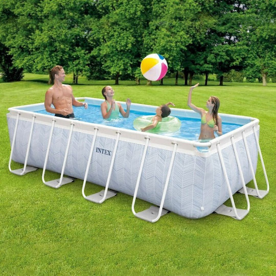 Intex Prism Frame Swimming Pool PVC 6836lt with Metallic Frame 400x200x100cm Gray