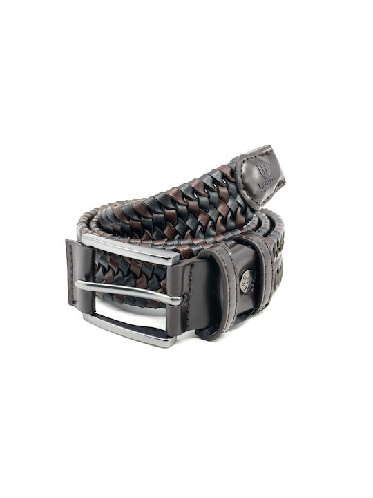 Legend Accessories Men's Knitted Leather Elastic Belt Black