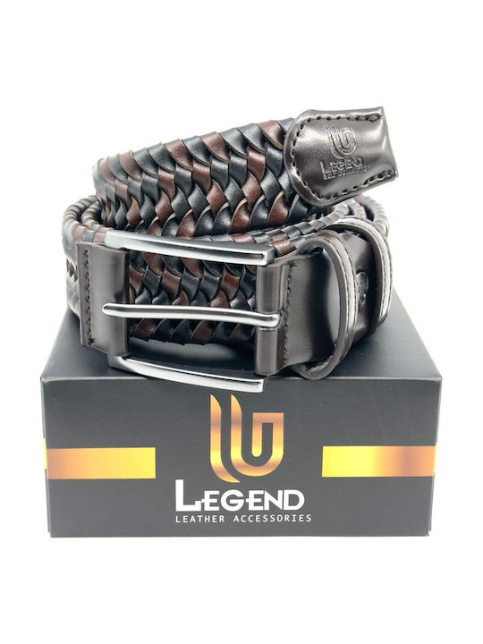 Elastic Men's Belt Leather Knitted Black