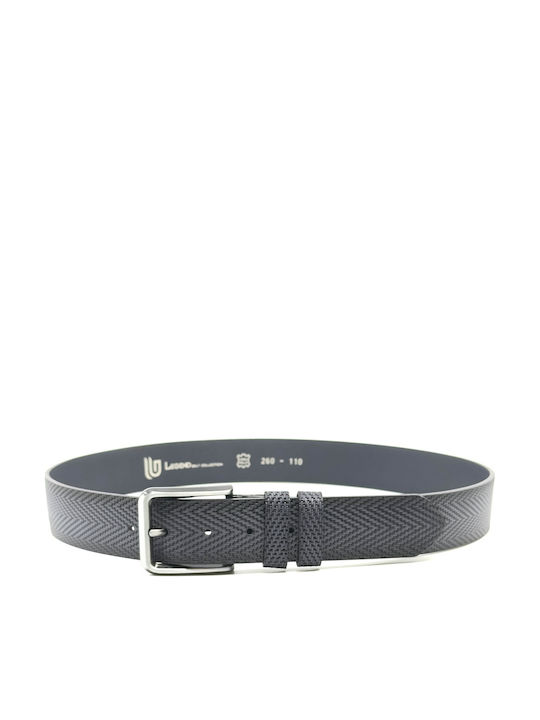Wide Men's Belt Leather Blue