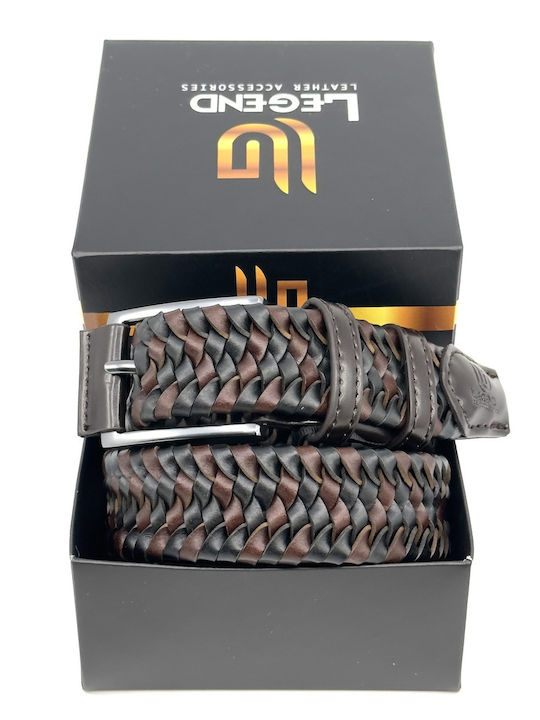 Elastic Men's Belt Leather Knitted Black