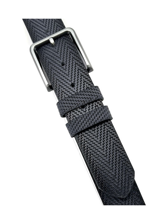 Wide Men's Belt Leather Blue