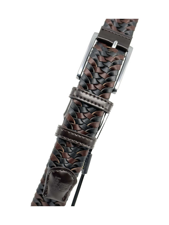 Elastic Men's Belt Leather Knitted Black