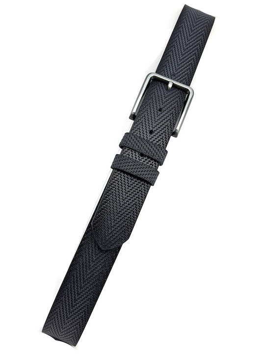 Wide Men's Belt Leather Blue