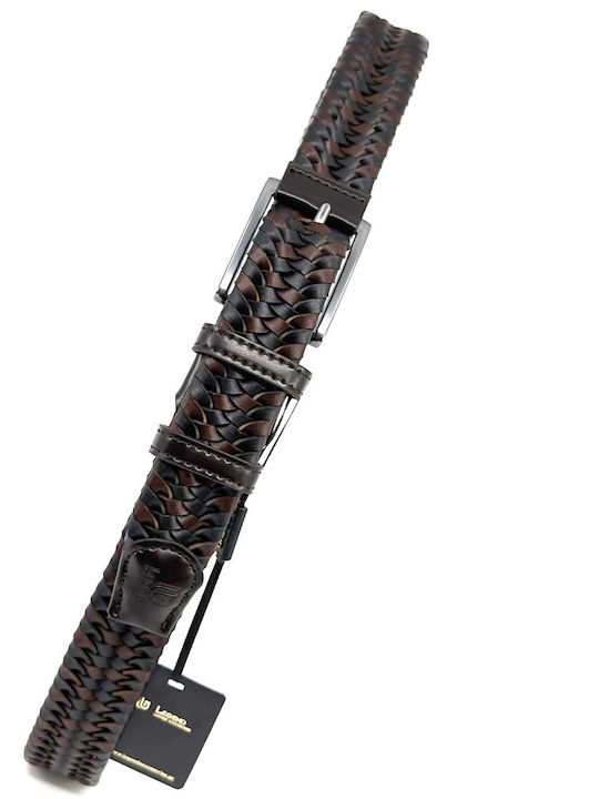 Elastic Men's Belt Leather Knitted Black