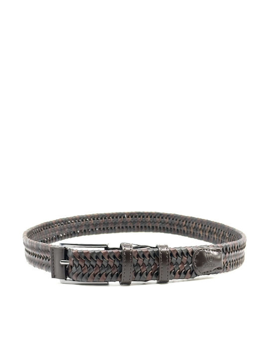 Elastic Men's Belt Leather Knitted Black