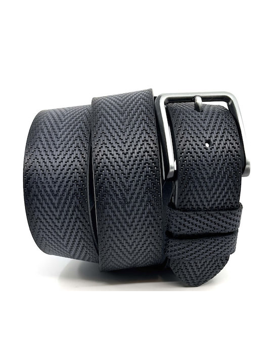 Wide Men's Belt Leather Blue