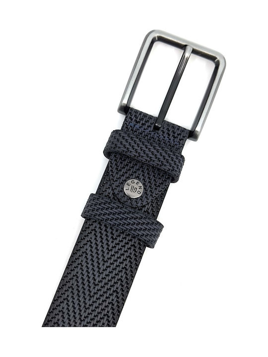 Wide Men's Belt Leather Blue