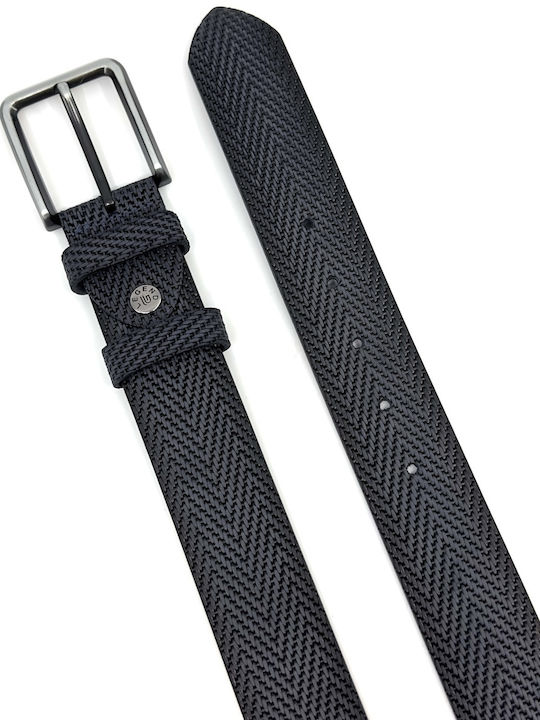 Wide Men's Belt Leather Blue