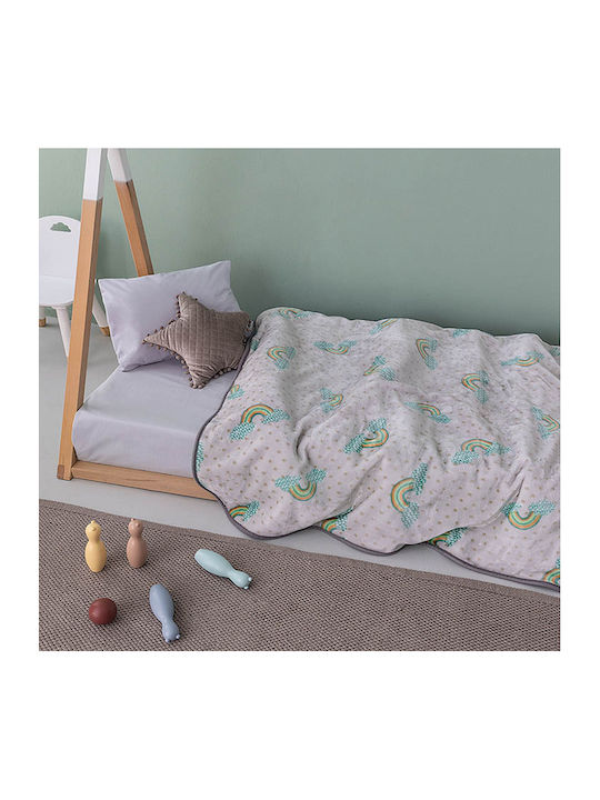 Palamaiki Blanket Nursery Swaddling Blankets Rainy Greyciel Velvet Gray Multicolor 80x90cm