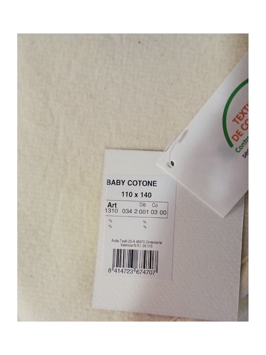 Manterol Casa Blanket Spanish Cot Cotton White 110x140cm