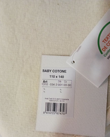 Manterol Casa Blanket Spanish Cot Cotton White 110x140cm