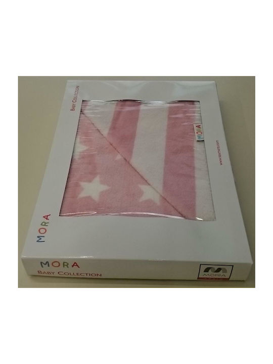 Morven Κουβέρτα Αγκαλιάς & Λίκνου Stars Fleece Ροζ 80x110εκ.