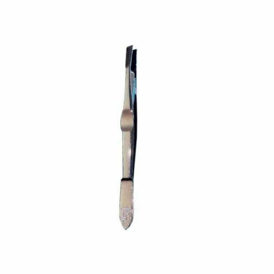 Beauty Spring Eyebrow Tweezer with Slanted Nose Nickel Tweezers Slanted 7280 Silver
