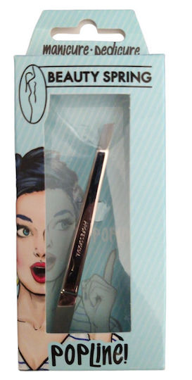 Beauty Spring Eyebrow Tweezer with Slanted Nose Nickel Tweezers Slanted 7280 Silver