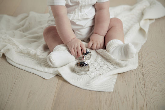 Mamas & Papas Одеяло Детски пелени за пелени Pointelle Occ Плетено Бяло 90x90см.