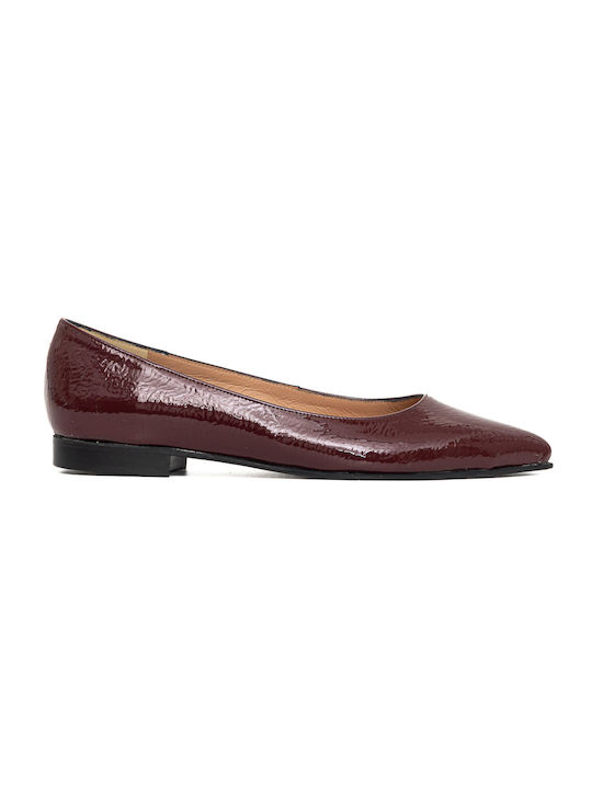 Politis shoes Анатомични Patent Leather Pointy Ballerinas Burgundy