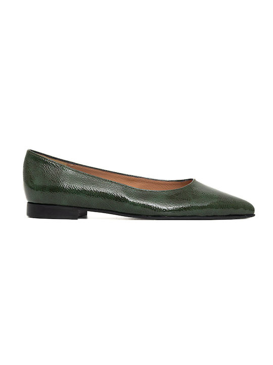 Politis shoes Anatomic Patent Leather Pointy Ballerinas Green