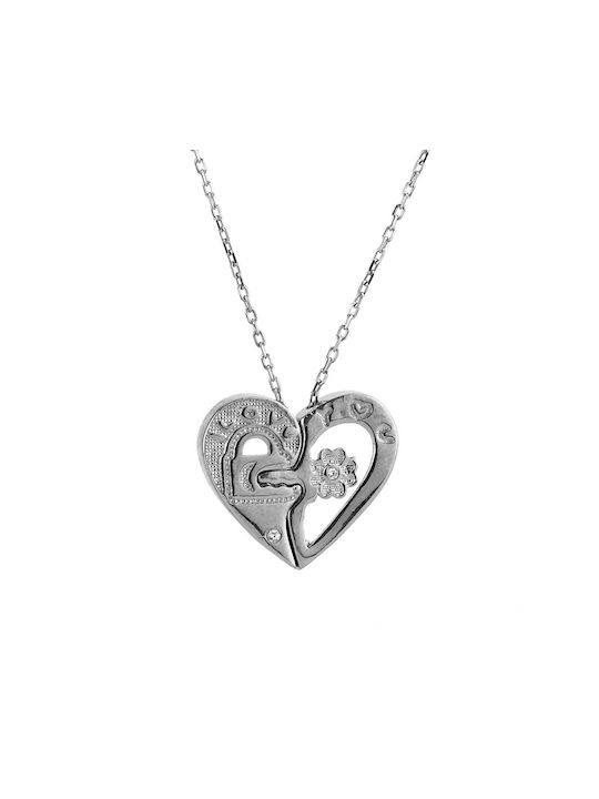 Goldsmith Necklace with design Heart from Pink Gold Plated Silver