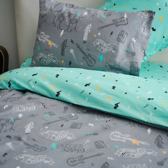 Vesta Home Kids Sheets Set Single Cotton Grey 170x260cm 3 Pieces