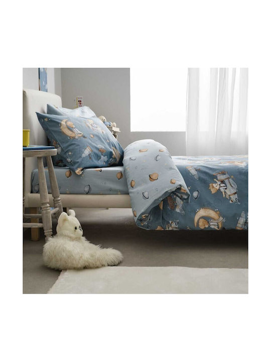 Vesta Home Single Cotton Sheets Set Travel Blue 170x260cm 3 Pieces