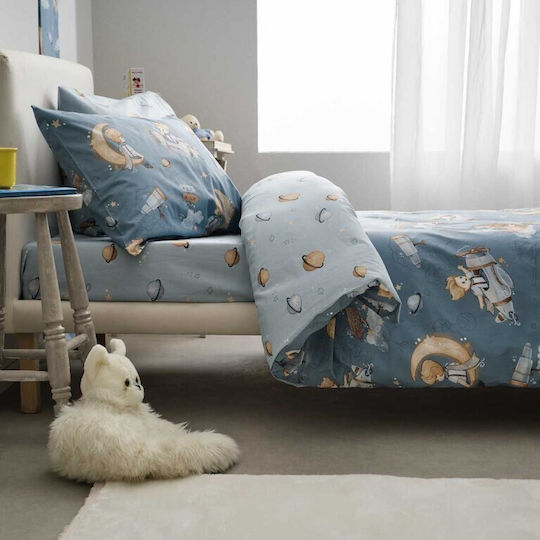 Vesta Home Kinderbettlaken Set Baumwollblau Travel 170x260cm 3 Stück